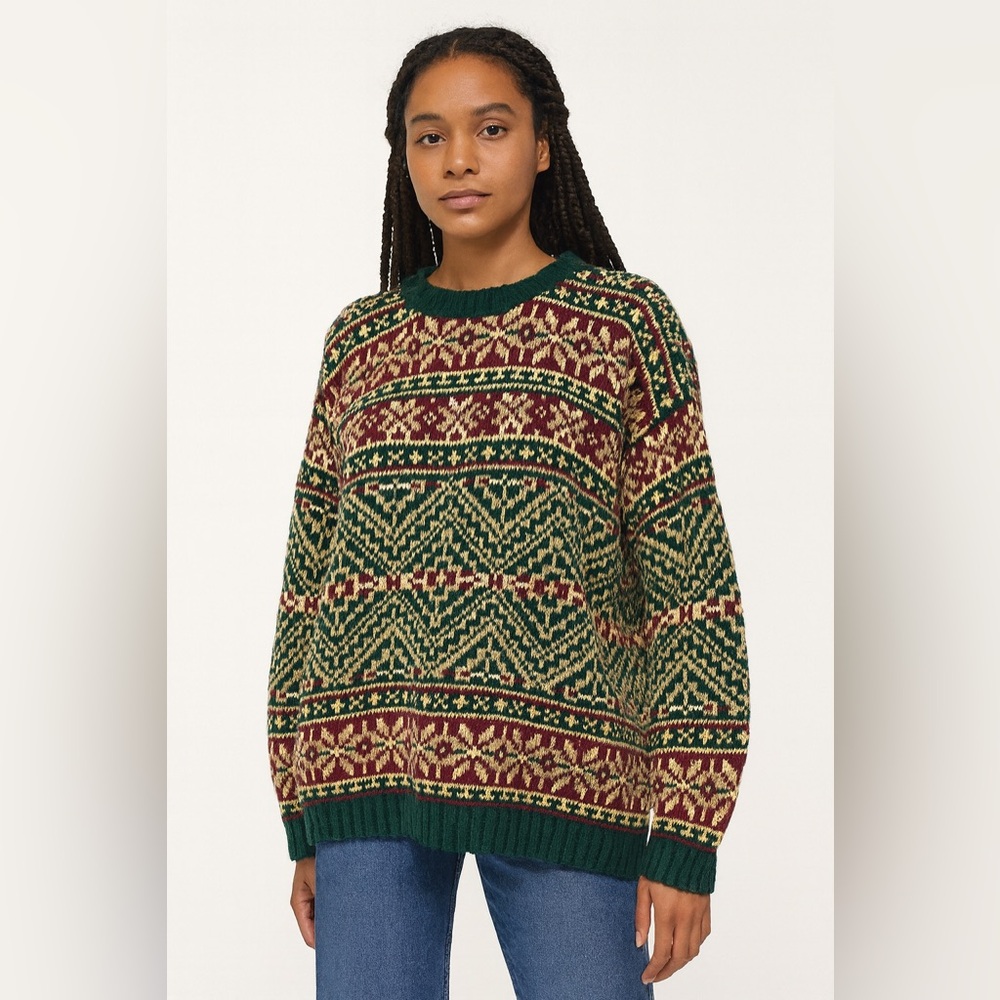 Abercrombie & Fitch Vintage Green Cotton‎ Ramie Blend Sweater Sz. L-XL